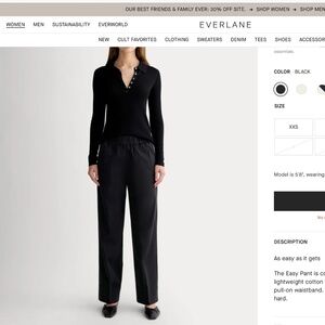 Everlane Easy Pants, Organic Cotton, black, size large, EUC